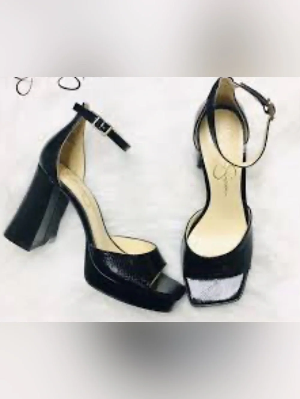 Jessica Simpson Black Ankle-Strap Platform Heels 3.5 inch heels